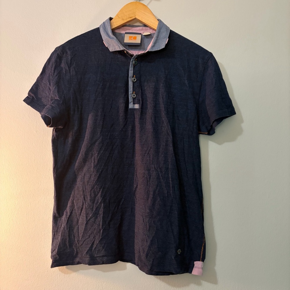 BOSS ORANGE Navy Polo with Gray Trim